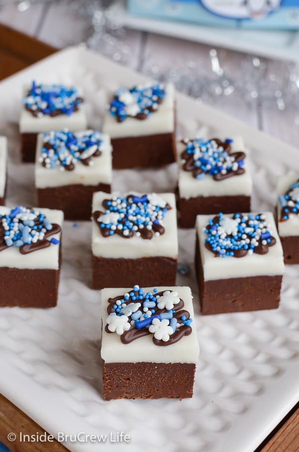 On overhead picture of Chocolate Peppermint Fudge.