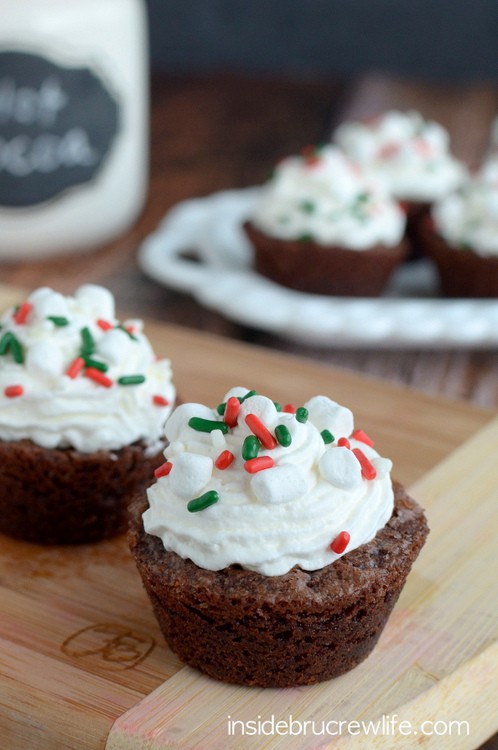 Mini brownie bites with a mini 3 Musketeers bar hidden in the center.