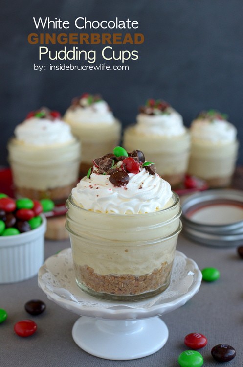 Layers of white chocolate pudding, no bake gingerbread cheesecake, and cookies is a fun holiday dessert.