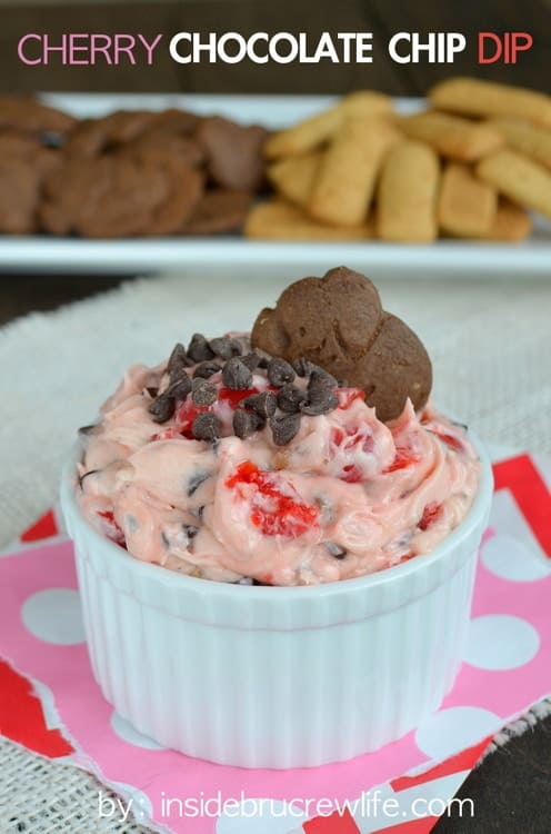 This sweet dip is full of cherries, pecans, and chocolate chips. It will have you wanting to lick the bowl clean.