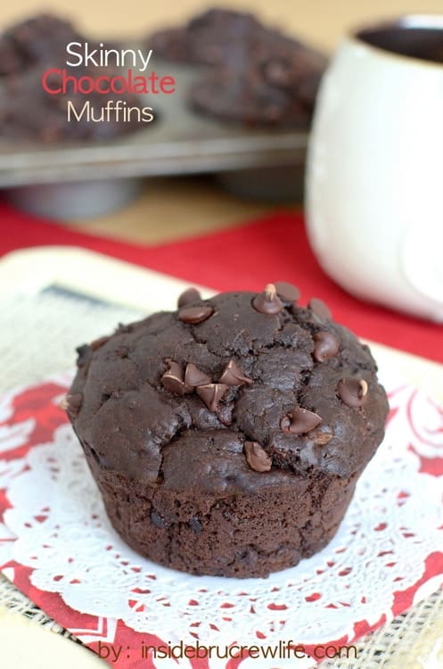 Skinny Chocolate Muffins from www.insidebrucrewlife.com - healthier modifications make chocolate for breakfast acceptable