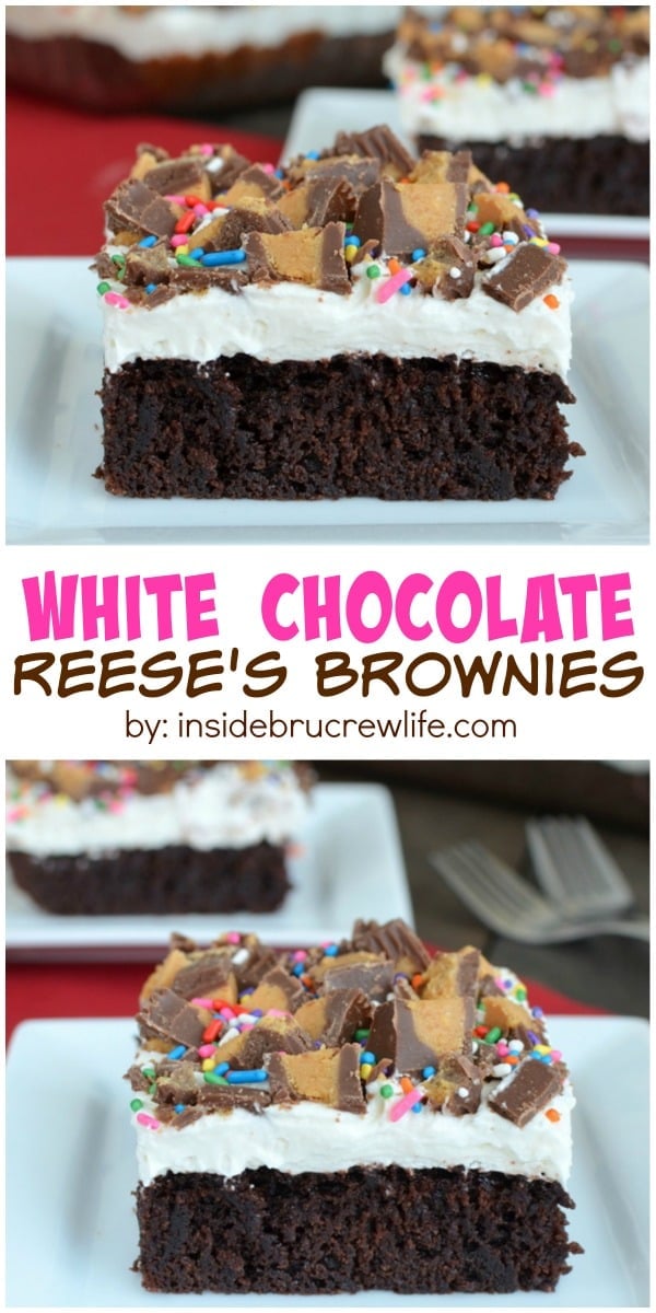 White chocolate and Reese's make these brownies worth every single bite. They are perfect for any party.