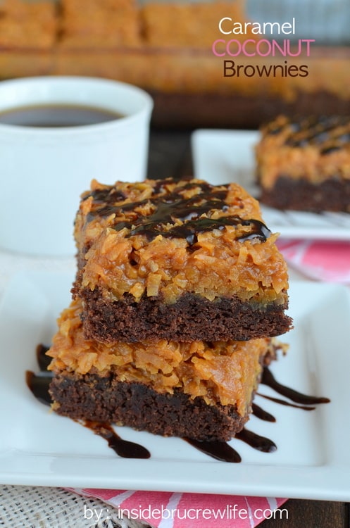 Caramel Coconut Brownies 