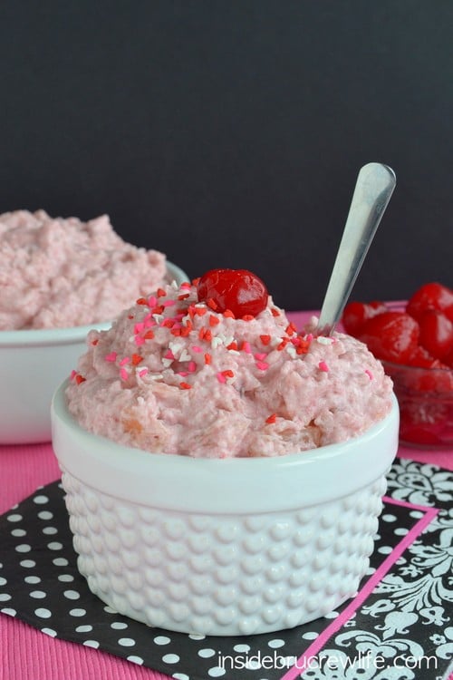 Cherry Jello Salad - this easy and light Jello salad tastes delicious and is the perfect shade of pink