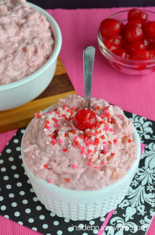 Cherry Jello Salad - this easy and light Jello salad tastes delicious and is the perfect shade of pink