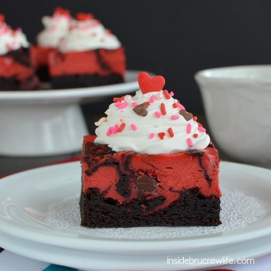 Red Velvet Cheesecake Brownies - a delicious and pretty cheesecake brownie that is perfect for celebrating with your loved ones