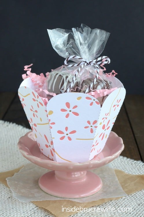 Oreo Coconut Cream Truffles wrapped together in a homemade basket.