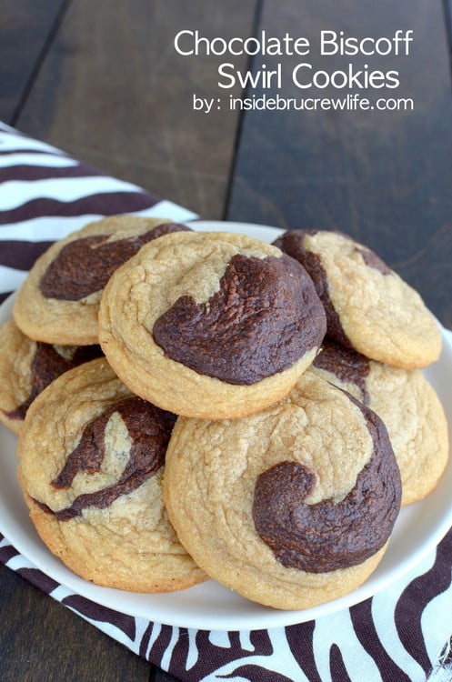 Chocolate Biscoff Swirl Cookies - chocolate and Biscoff cookie dough swirled into one fabulous cookie