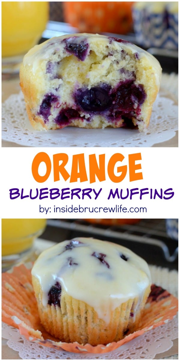 These light and fluffy orange muffins are filled with lots of fresh, juicy blueberry bites.  Perfect morning breakfast choice!