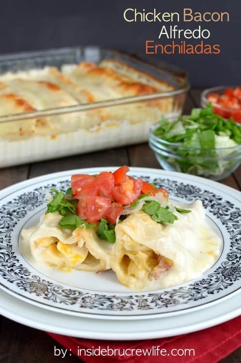 Chicken Bacon Alfredo Enchiladas - these spicy chicken and bacon enchiladas have become a family favorite meal