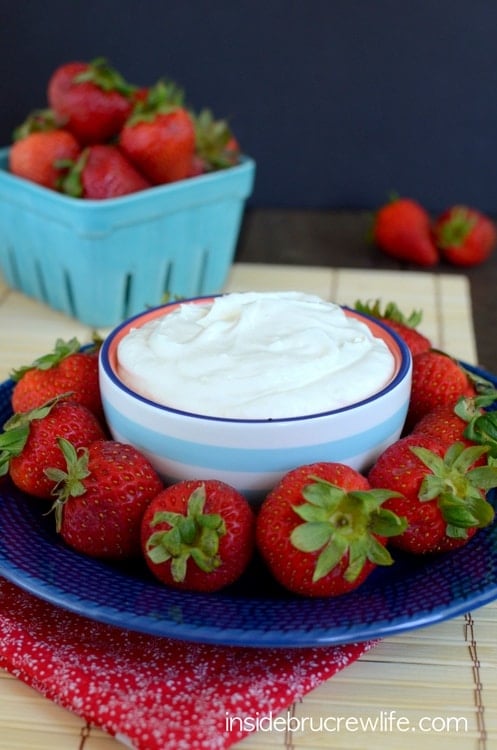 Coconut Cream Fruit Dip - coconut cream and marshmallow cream make this dip irresistible to dip your fruit in