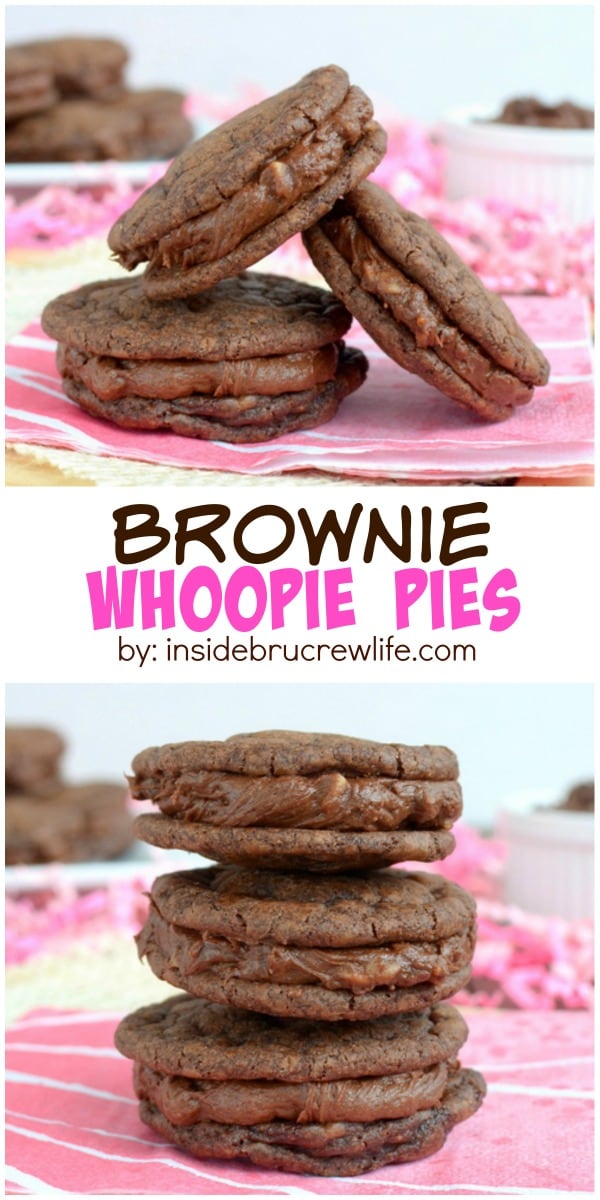 Easy brownie cookies filled with a chocolate toffee frosting...you might not want to share these bad boys!