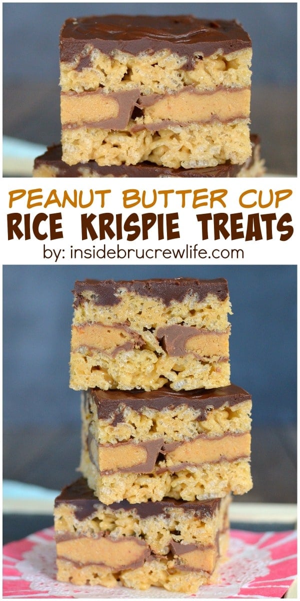 Peanut Butter Cup Rice Krispie Treats collage