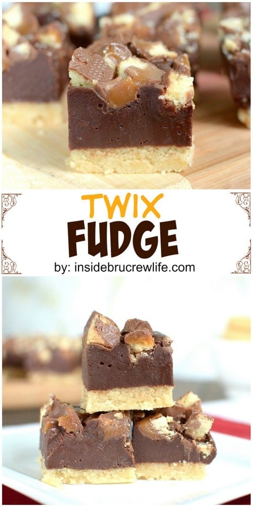 Twix Fudge - easy chocolate fudge full of Twix candy bars