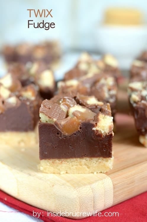 Twix Fudge - easy chocolate fudge full of Twix candy bars