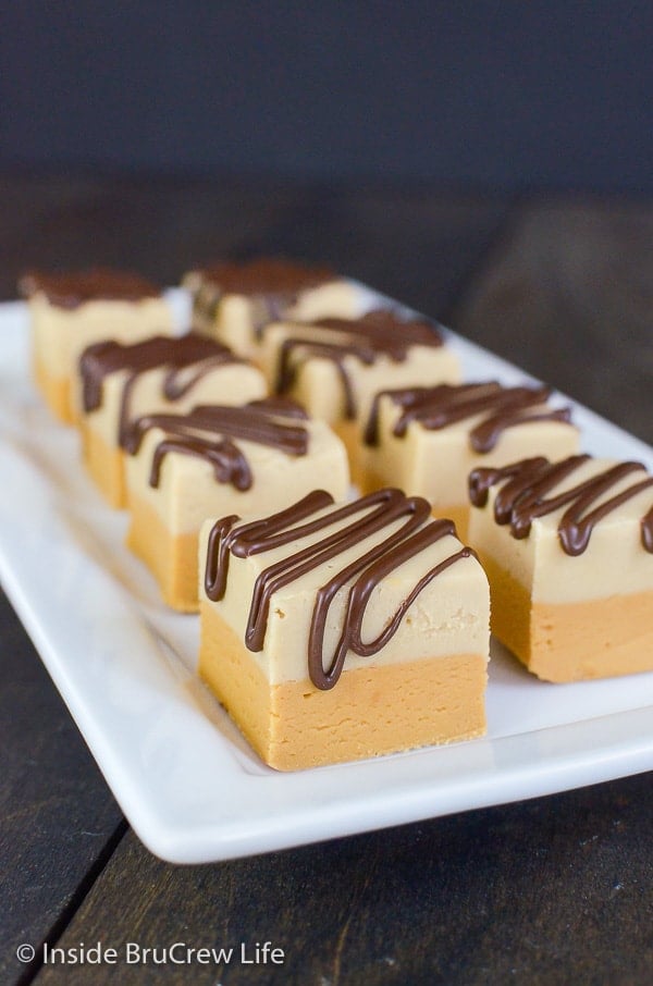 Caramel Coffee Fudge - drizzles of chocolate add a fun flair to the layers of coffee and caramel fudge! Make this easy no bake recipe for holiday parties!