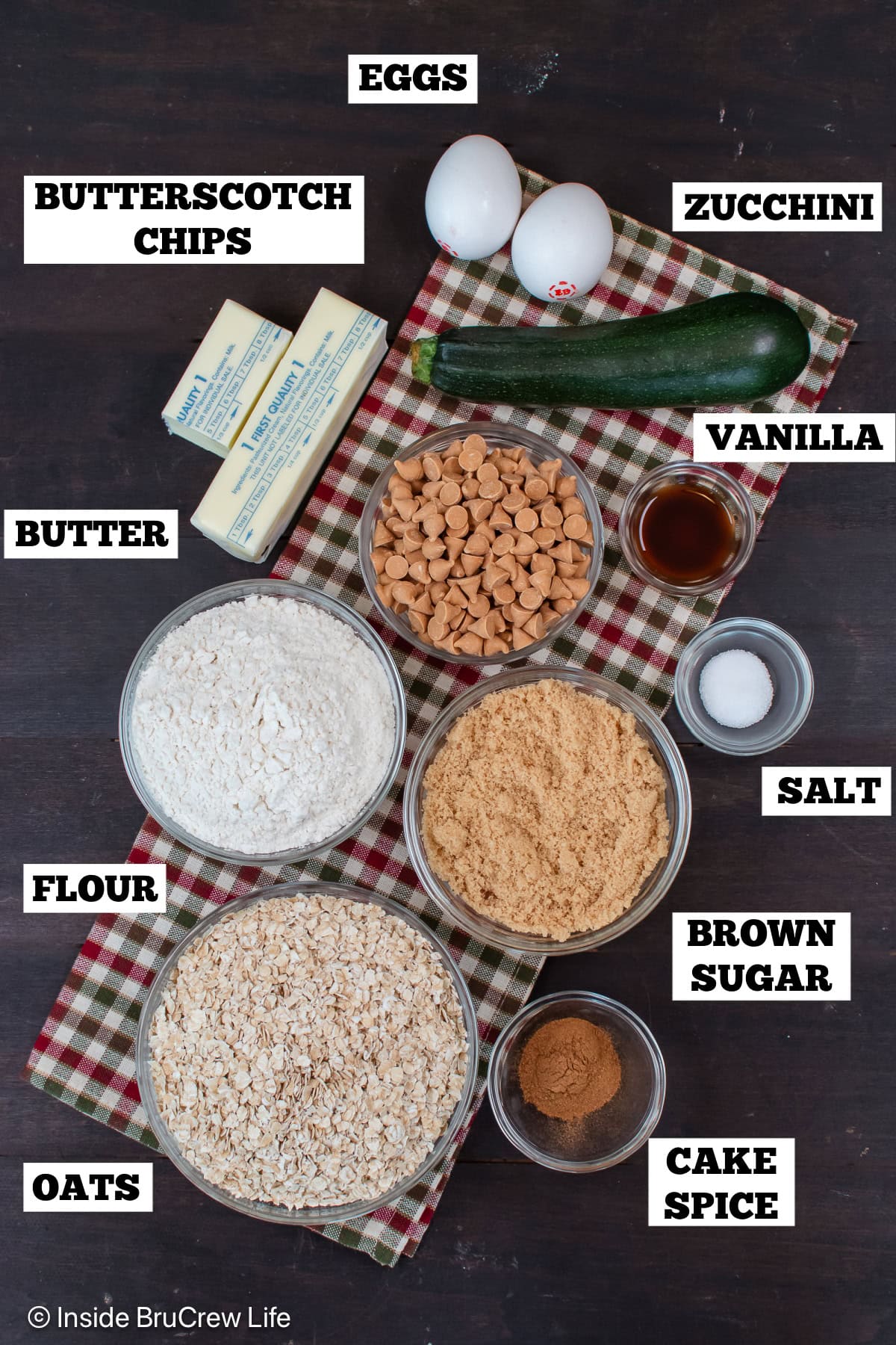 Bowl of ingredients needed to make zucchini granola bars.