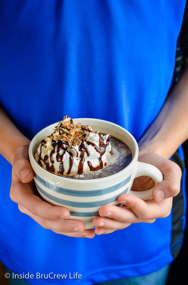 Almond Joy Hot Chocolate - homemade hot chocolate is easy to make using cocoa powder, a sweetener of your choice, extracts, and milk. Make this easy recipe on cold nights! #hotchocolate #sugarfree #dairyfree #lowcarb #homemade #keto #chocolate