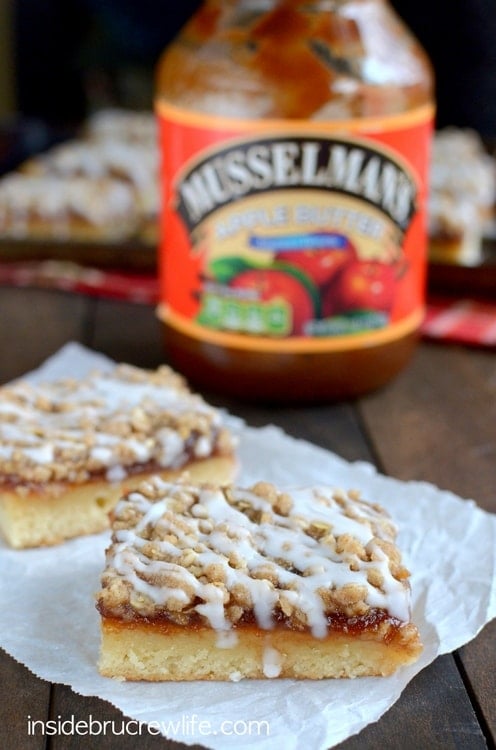 Apple butter and a cinnamon crumble topping make this the perfect fall cake for breakfast or snack.