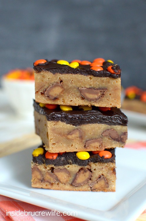Three times the Reese's make these Reese's Peanut Butter Bars sure to disappear. Great dessert recipe.