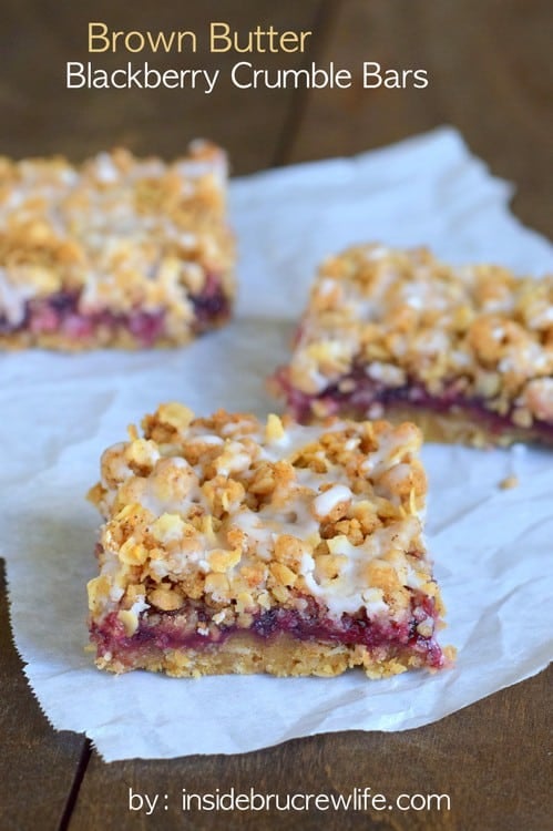 Brown butter and blackberry make these crumble bars disappear in no time! Perfect for enjoying anytime!