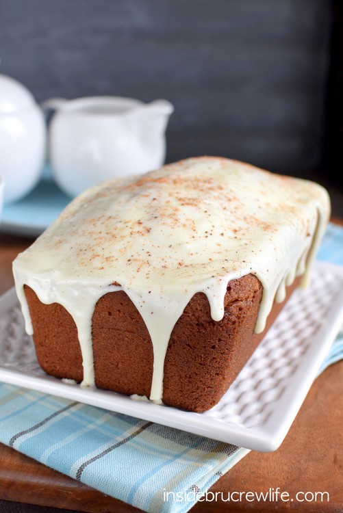 Two times the eggnog makes this frosted bread an awesome holiday breakfast or snack choice