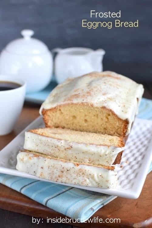 Two times the eggnog makes this frosted bread an awesome holiday breakfast or snack choice