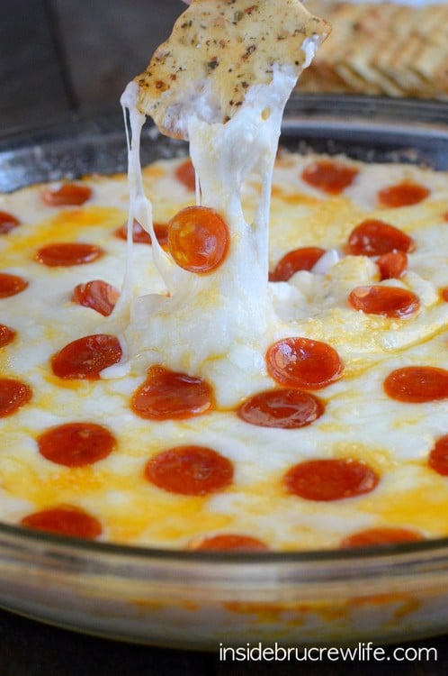 This easy pizza dip is perfect for dipping crackers or bread in. It will not last long!