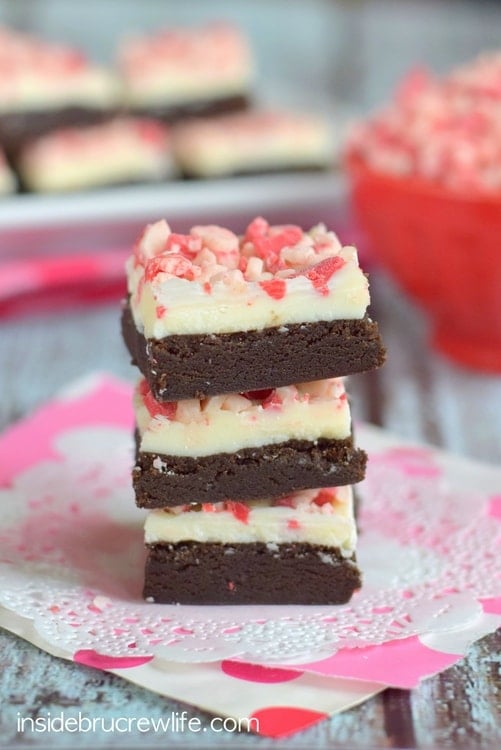 No bake mocha cookie dough with a white chocolate and peppermint topping will be a fun addition to your holiday cookie trays.