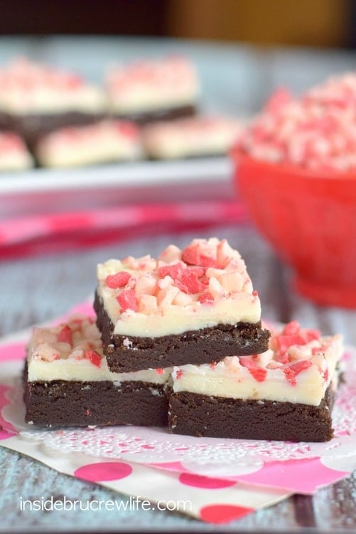 No bake mocha cookie dough with a white chocolate and peppermint topping will be a fun addition to your holiday cookie trays.
