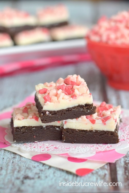 No bake mocha cookie dough with a white chocolate and peppermint topping will be a fun addition to your holiday cookie trays.