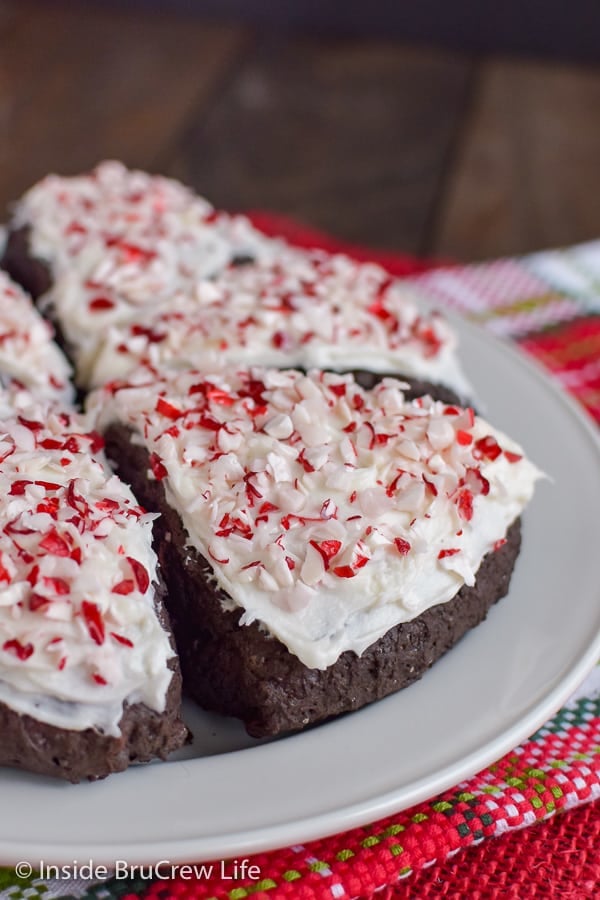 Close up overhead shot of peppermint mocha scones.