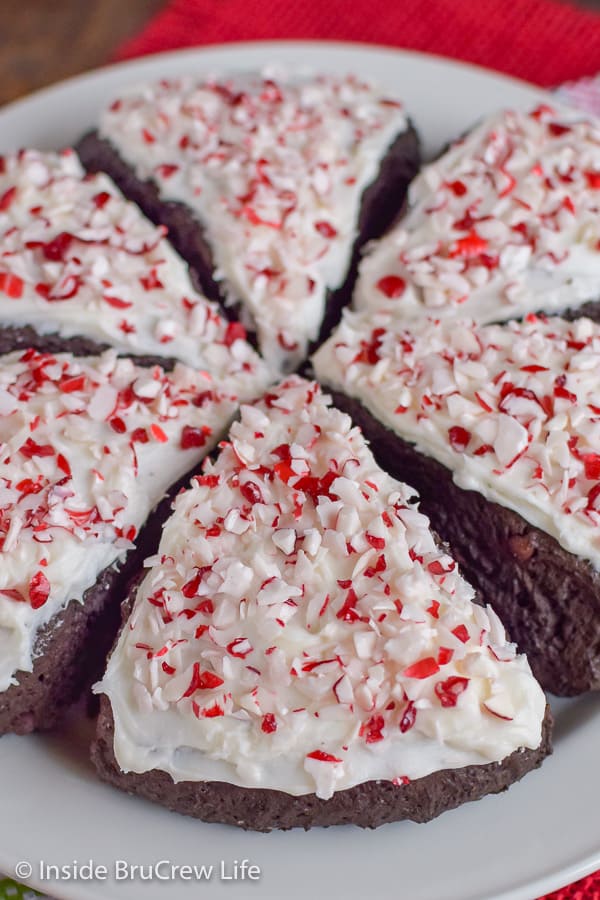 Overhead shot of peppermint mocha scones.