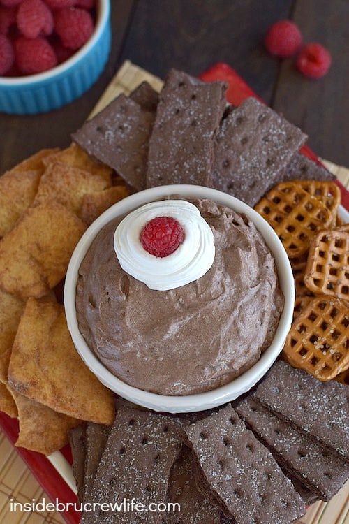 This easy and delicious chocolate raspberry dip can be made in under 10 minutes. It's perfect for dipping just about anything into it!