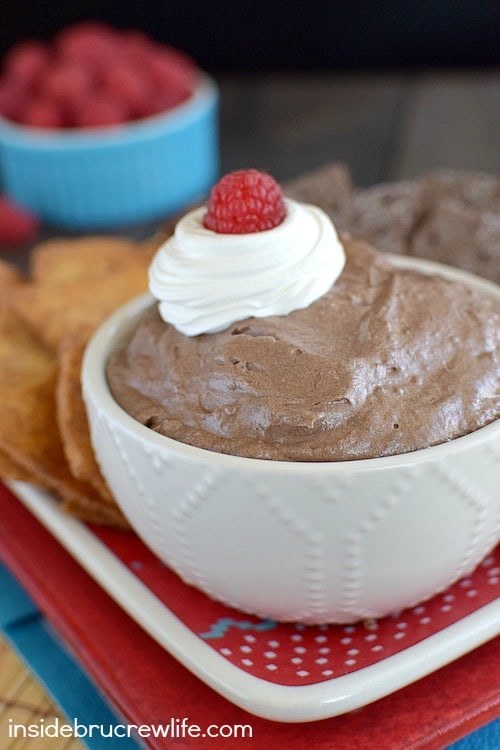 This easy and delicious chocolate raspberry dip can be made in under 10 minutes. It's perfect for dipping just about anything into it!