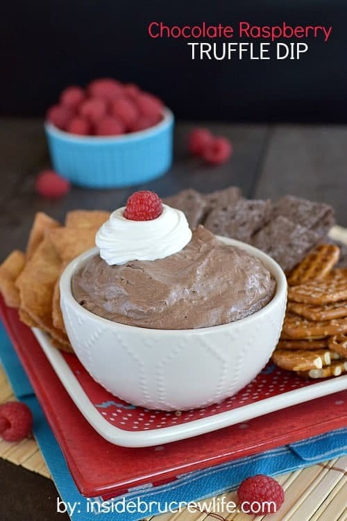 This easy and delicious chocolate raspberry dip can be made in under 10 minutes. It's perfect for dipping just about anything into it!