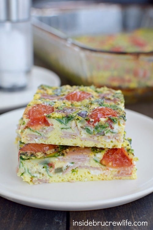 This delicious egg bake is packed full of veggies and protein and is the perfect healthy breakfast or brunch.