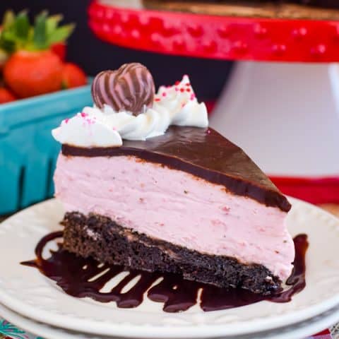 Strawberry Mousse Brownie Cake