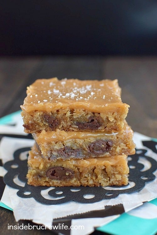 These caramel peanut butter bars are absolutely delicious! Sweet and salty in every bite!