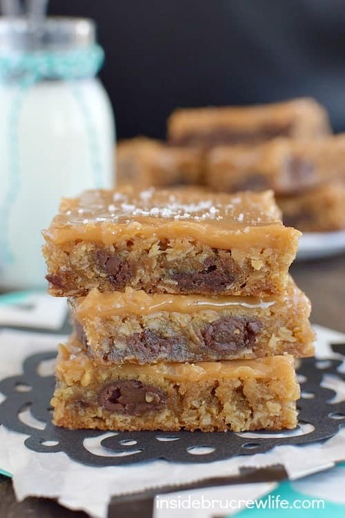 These caramel peanut butter bars are absolutely delicious! Sweet and salty in every bite!