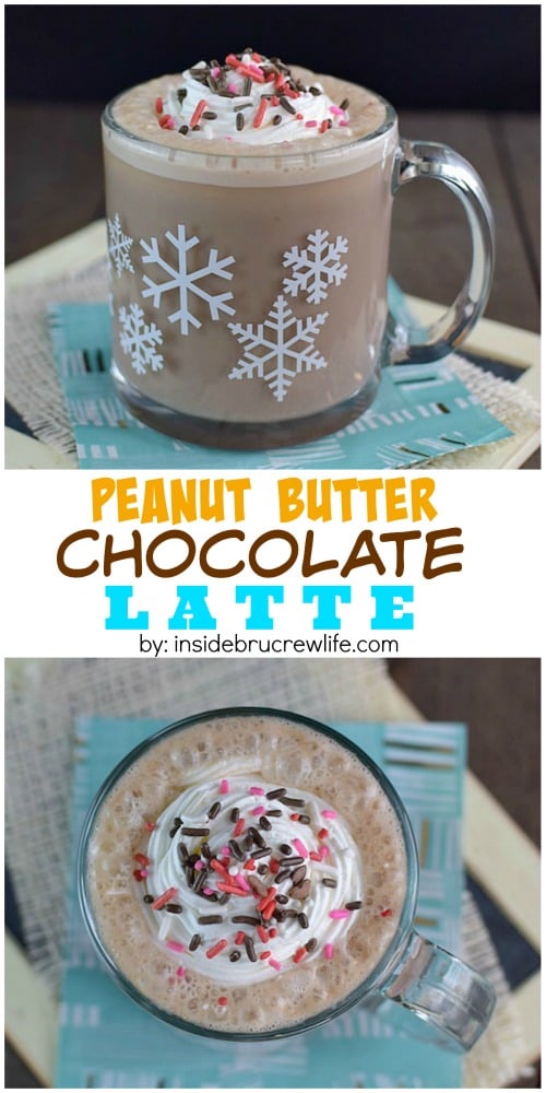 Chocolate and peanut butter and frothed milk makes this homemade latte the best way to do coffee!