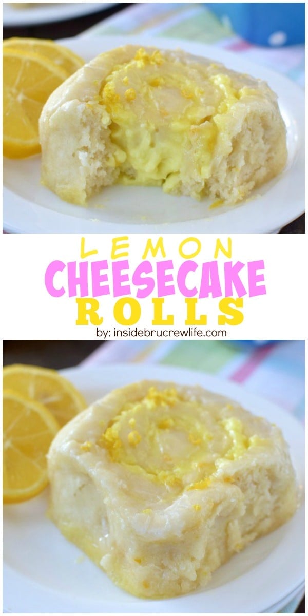 These easy no yeast sweet rolls are filled with lemon cheesecake filling and drizzled with lemon glaze! Perfect breakfast or brunch idea!