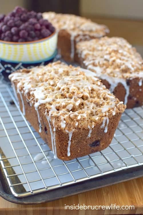 Blueberries, almonds, and crumble topping makes this sweet bread disappear in a hurry. Perfect for breakfast or an afternoon snack!