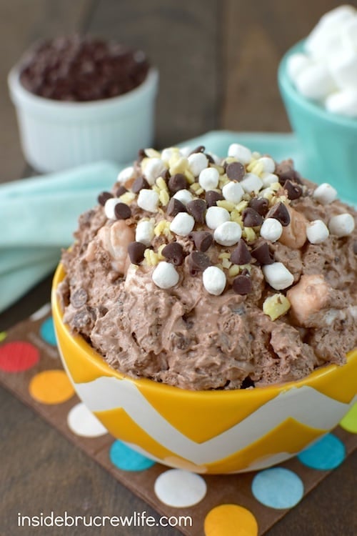  Chocolate, nuts, and marshmallows make this salad a fun way to end the meal!