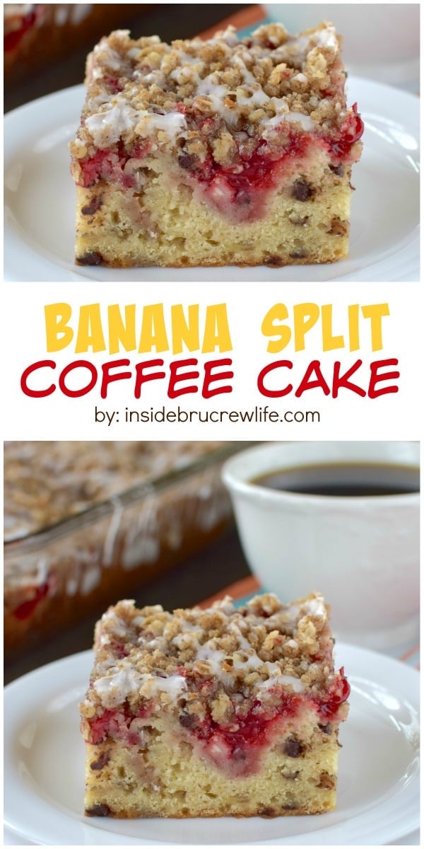 A delicious banana split twist will make this banana coffee cake your go to summer breakfast recipe.