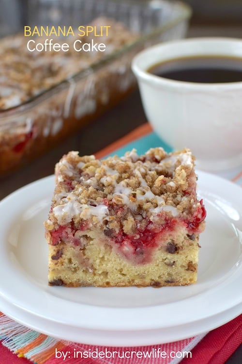 A delicious banana split twist will make this banana coffee cake your go to summer breakfast recipe.