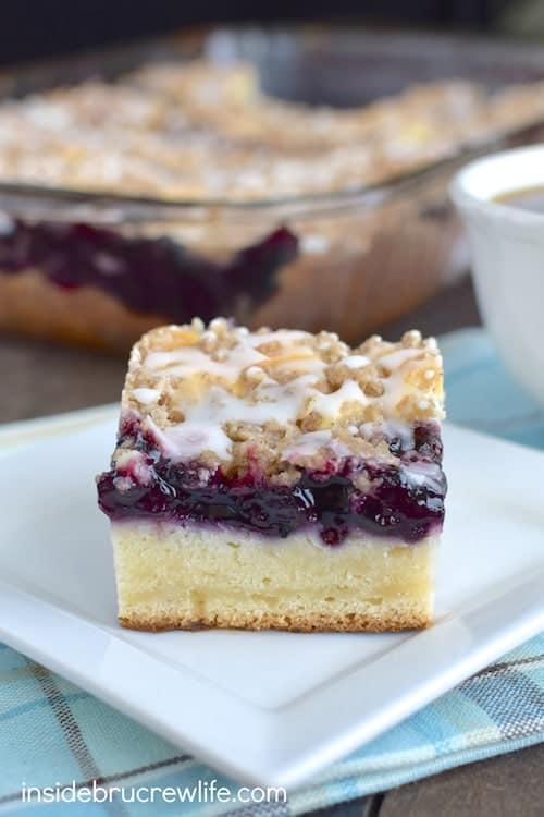 Blueberry, cheesecake, and crumble make this a breakfast coffee cake that everyone will enjoy!