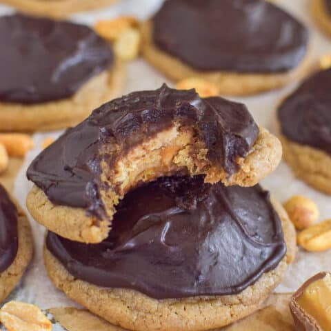 Caramel Peanut Butter Snickers Cookies