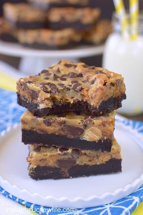 Candy bars and chocolate make these gooey brownie bars a sure hit for dessert! Perfect for sharing at parties and picnics!