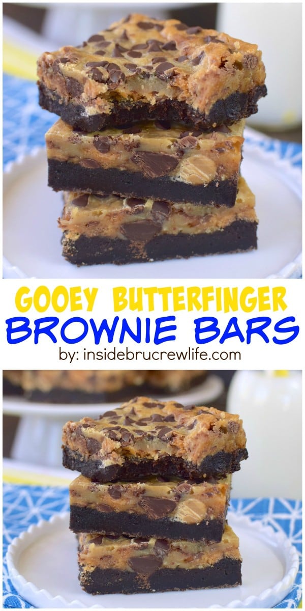 Candy bars and chocolate make these gooey brownie bars a sure hit for dessert! Perfect for sharing at parties and picnics!